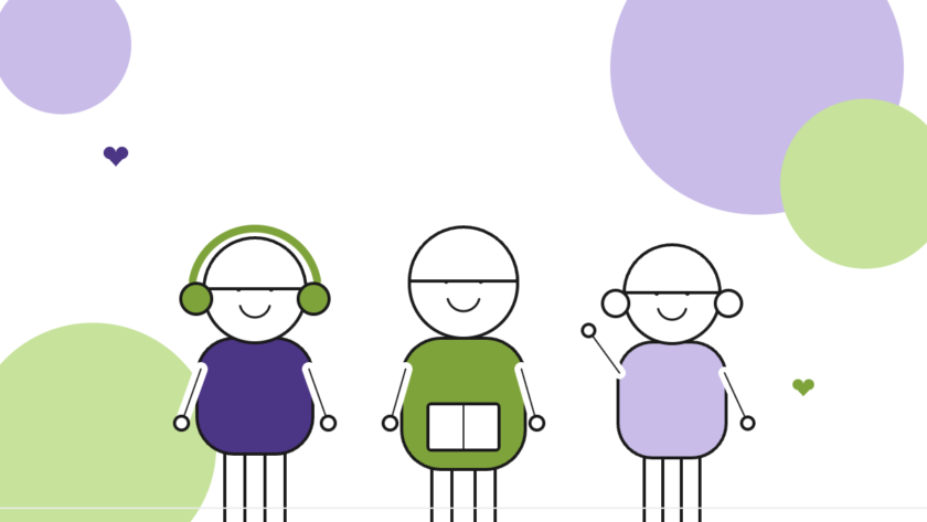 Three cartoon children in Tara Community Care's illustration style, representing the easy read autism guide.