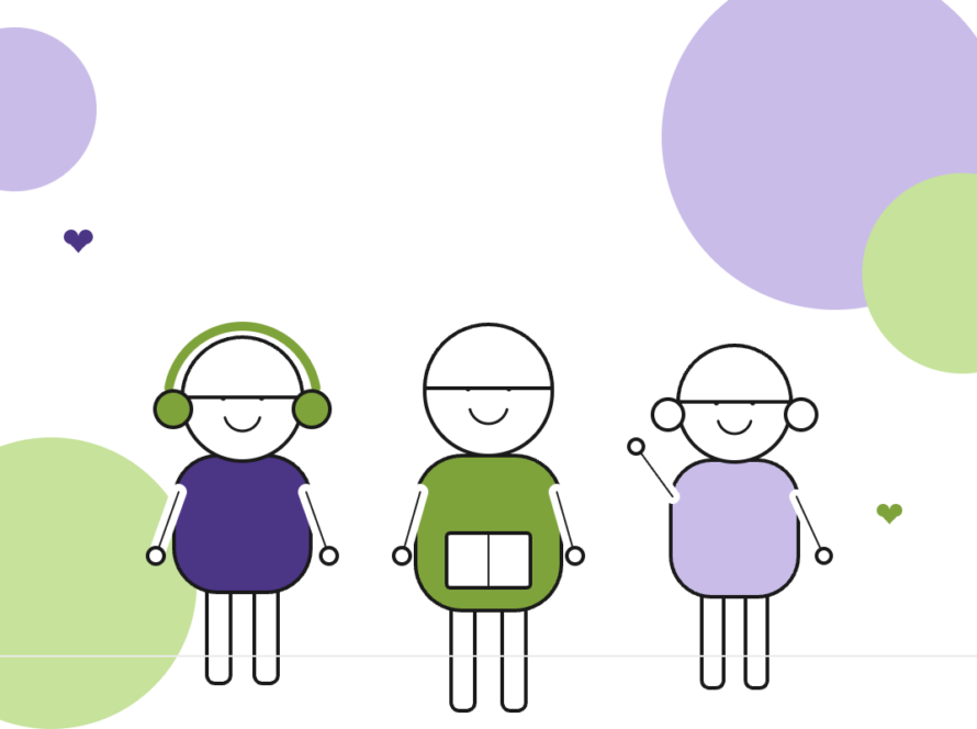 Three cartoon children in Tara Community Care's illustration style, representing the easy read autism guide.