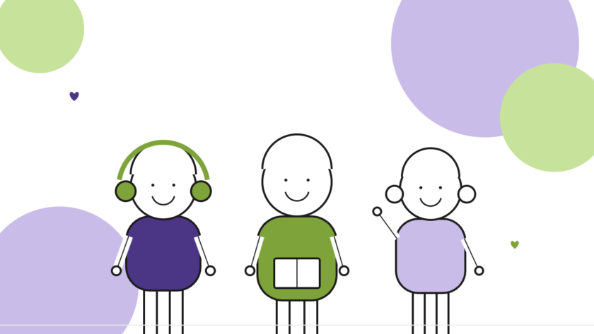 Illustration of three autistic children in a caring community setting
