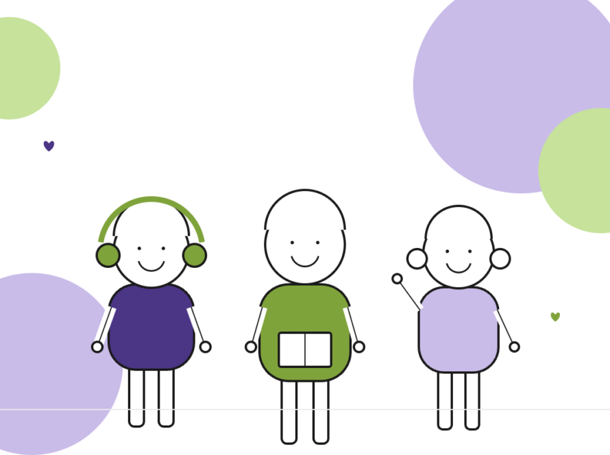 Illustration of three autistic children in a caring community setting