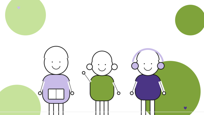 Illustration of three autistic children in a caring community setting