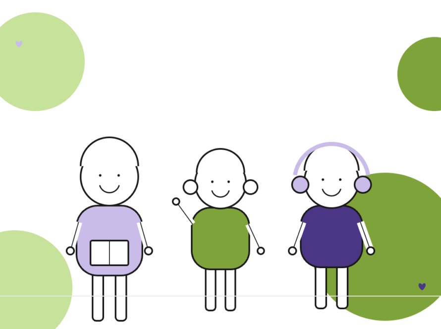 Illustration of three autistic children in a caring community setting