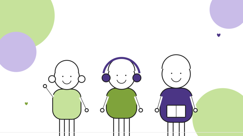 Illustration of three autistic children in a caring community setting