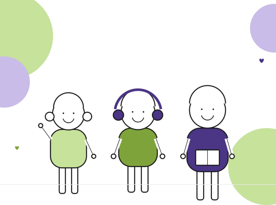 Illustration of three autistic children in a caring community setting